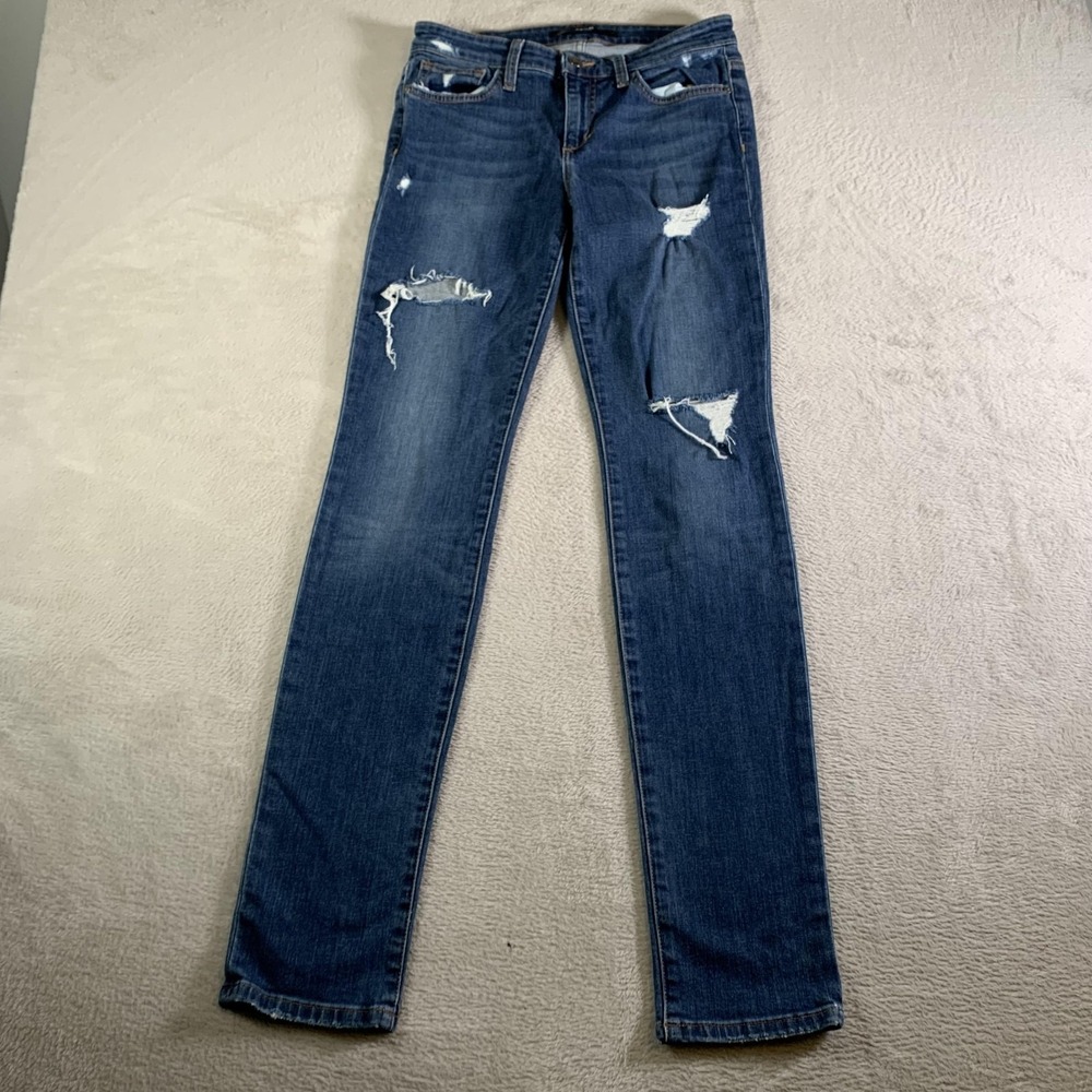 Joe's Jeans Brenda Straight Leg Jeans Womens 27 Blue Distressed Stretch 33"